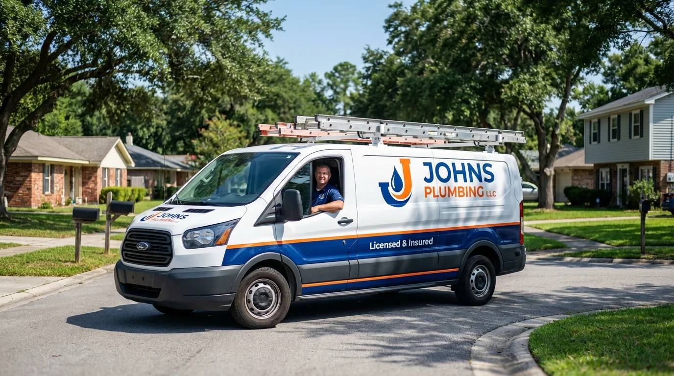 Johns Plumbing LLC service van in Beaverdale, PA