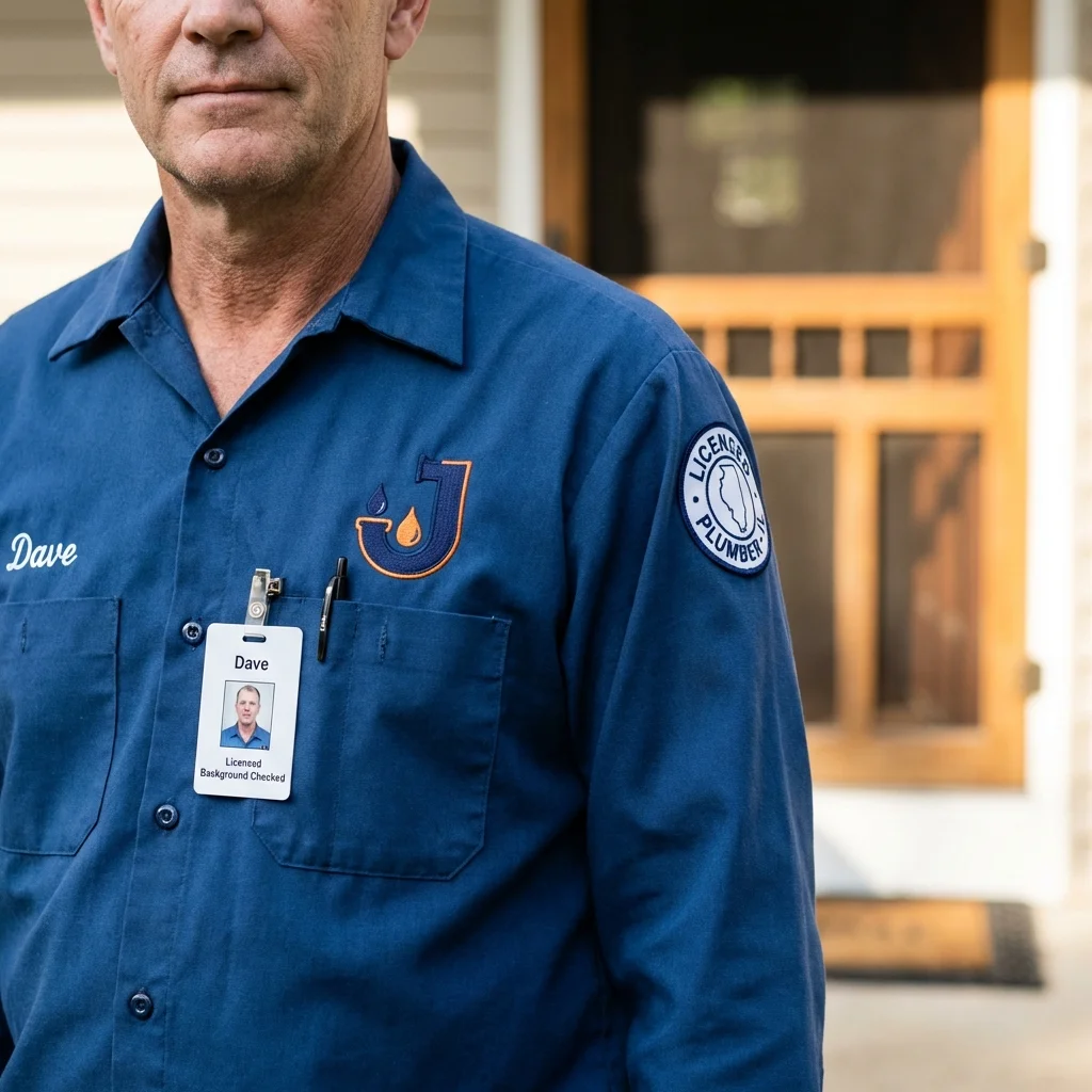 Licensed plumber showing ID badge in Beaverdale, PA