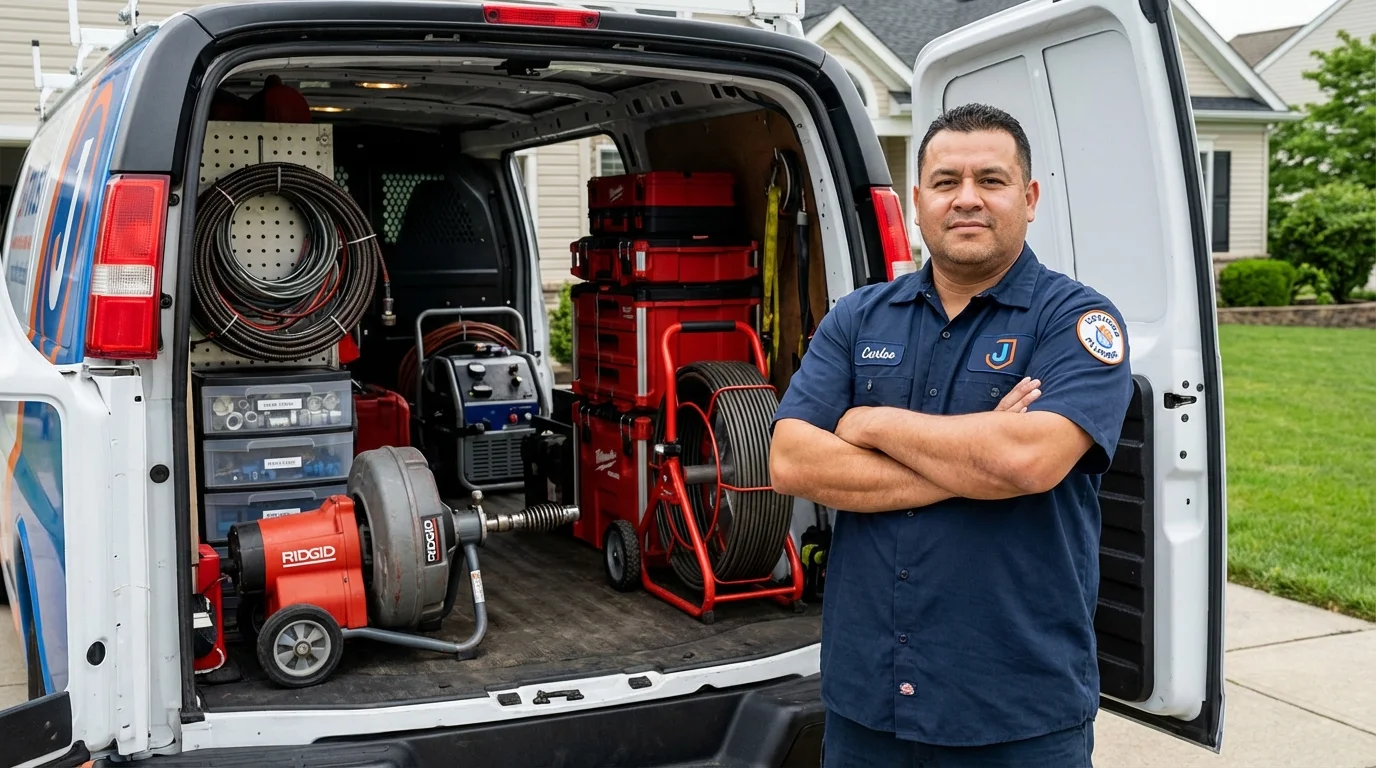 Professional drain cleaning equipment and Johns Plumbing LLC plumber in Beaverdale