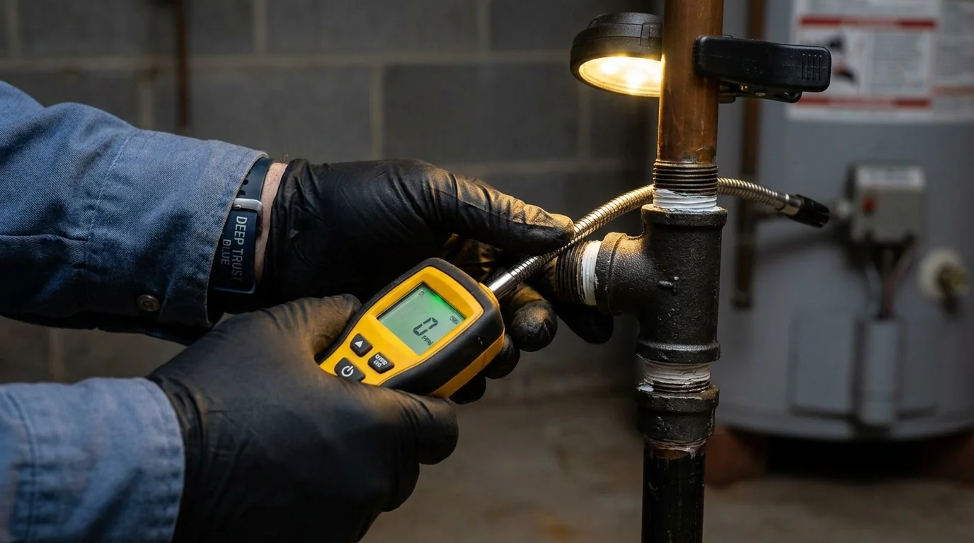 Gas leak detection with electronic sniffer by Johns Plumbing LLC in Beaverdale