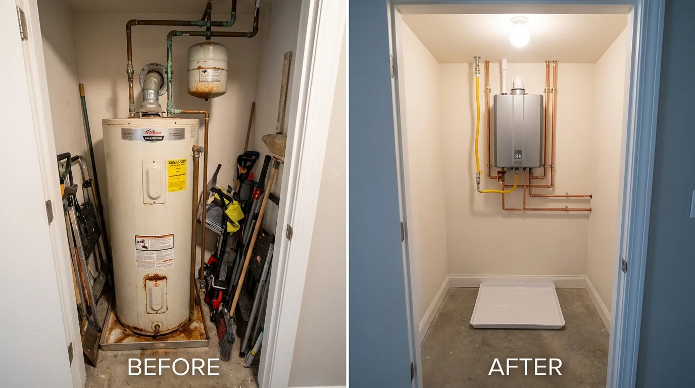 Tank water heater versus wall-mounted tankless unit comparison for Beaverdale, PA homeowners